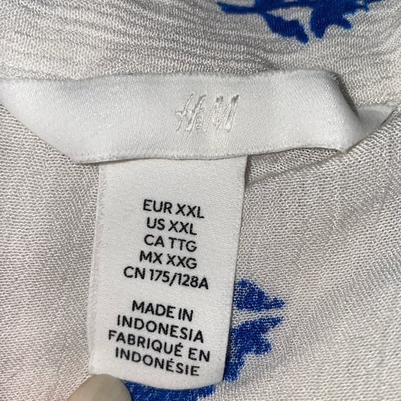 H&M gauzy floral print button up short sleeve boxy cut oversized NEW size XXL - Picture 7 of 13